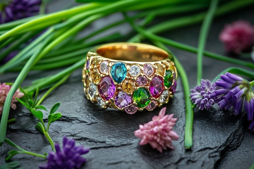 Lot De Bijoux Fantaisie - Bague Pierres Semi-précieuses + 2 Pendentifs Asiatiques - Occasion